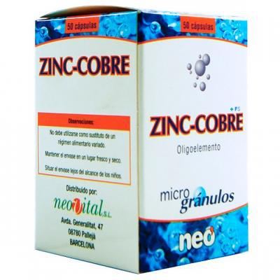 Neovital Health Zinc y Cobre Microgranulos 50 C&aacute;psulas