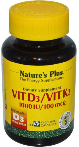 NaturesPlus Vitamin D3 and Vitamin K2 - 90 Capsules
