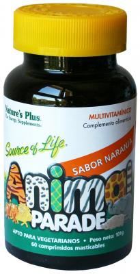 NaturesPlus Multivitaminico para Ni&ntilde;os Animal Parade sabor Naranja 60 Comprimidos