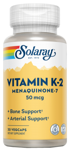 Solaray K2 Menaquinone Vitamina K2 30 C&aacute;psulas Vegetales