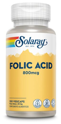 Solaray &Aacute;cido F&oacute;lico 800 mcg 100 C&aacute;psulas Vegetales