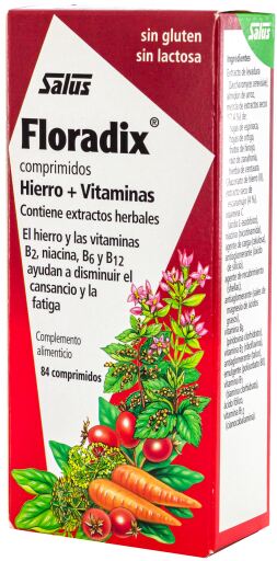 Salus Floradix Rico en Hierro Nutricional y Vitaminas 84 Comprimidos