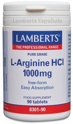 Lamberts L-Arginina HCI 1000 mg forma libre y f&aacute;cil absorcion 90 capsulas