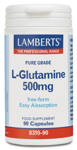 Lamberts L-Glutamina 500 mg forma libre y f&aacute;cil absorci&oacute;n 90 c&aacute;psulas