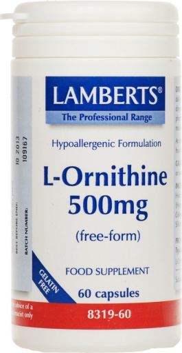 Lamberts L-Ornitina 500 mg Forma Librey M&aacute;xima Absorci&oacute;n 60 C&aacute;psulas
