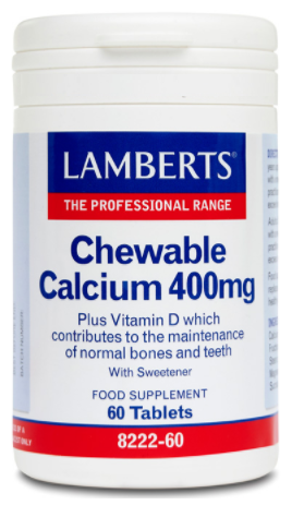 Calcio masticable 400 mg con vitamina d y sabor a lim&oacute;n