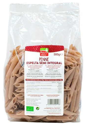 La Finestra sul Cielo Penne Semi Integral De Espelta 500 gr