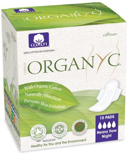 Organyc Compresas Noche con Alas Algod&oacute;n Org&aacute;nico 10 uds