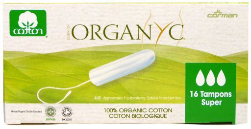 Organyc Tamp&oacute;n sin aplicador s&uacute;per 100% algod&oacute;n org&aacute;nico, 16ud