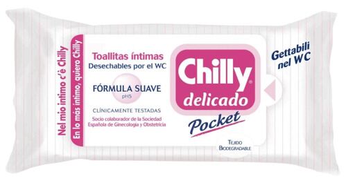 Chilly Delicado Pocket Toallitas &Iacute;ntimas F&oacute;rmula Suave 12 Unidades