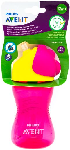 Avent Glass with Pink Straw 200 ml