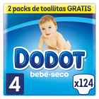 Beb&eacute; Seco Pa&ntilde;al Talla 4 con 124 unidades + 128 Toallitas