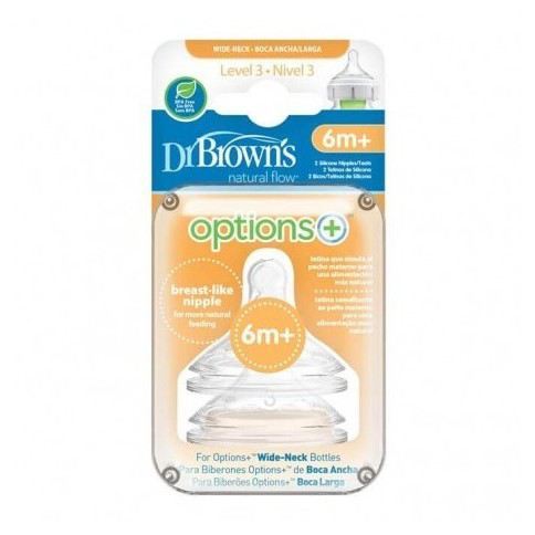 Dr. Brown's Options+ Nipple Level 3 Wide Mouth 2 units