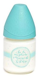 Suavinex Glass Baby Bottle with 3-position Silicone Teat, 120 ml