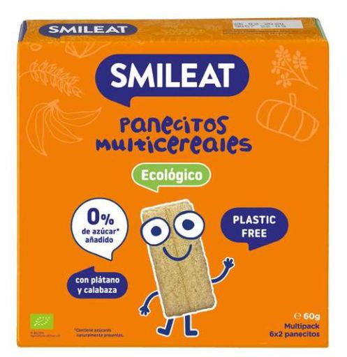 SMILEAT Panecillos de Cereales con Pl&aacute;tano y Calabaza Bio 60 gr