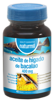 Naturmil Aceite de H&iacute;gado Bacalao 400 mg 45 C&aacute;psulas