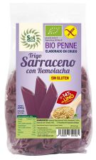 Pasta Penne Trigo Sarraceno Remolacha Lino sin Gluten Bio 250 gr