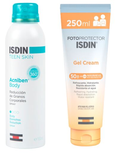 Isdin Photoprotector Gel Cream SPF 50+ 250 ml + Acniben Body Spray 150 ml