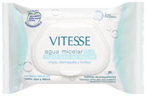 Vitesse Toallitas Agua Micelar Todo tipo de Pieles 25 uds