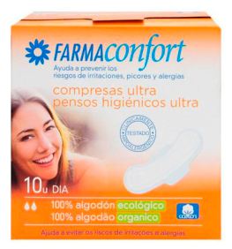 Farmaconfort Compresas de Algod&oacute;n Ultrafinas de D&iacute;a con Alas 10 Unidades