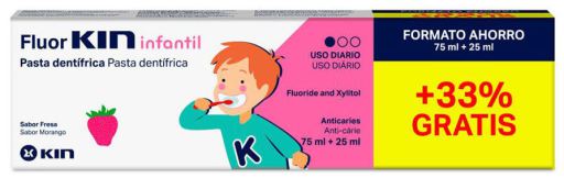 Kin Fluorkin Children's Toothpaste Strawberry 75+25 ml