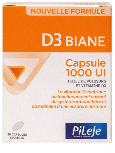 Pileje D3 Biane Capsulas 1000 UI 30 C&aacute;psulas