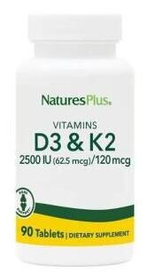 NaturesPlus Vitamina D3 2500Ui+Vit K2 120Mcg 90 Comprimidos