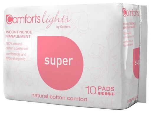 Cottons Organic Compresa Incontinencia Super 100% Algod&oacute;n 10 Unidades