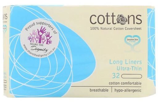 Cottons Organic Salvaslip Longliner Extra Largo C/Alas 100% Algod&oacute;n 32 Unidades