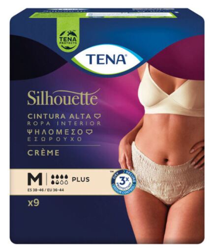 Tena Silhouette Crema Cintura Alta Talla M 9 Unidades