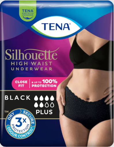 Tena Silhouette Preto Cintura Alta Tama&ntilde;o M 9 Unidades