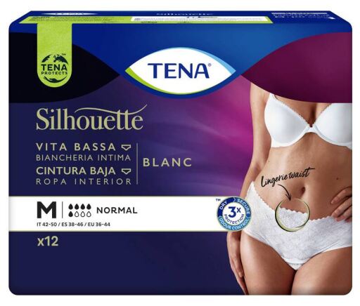Tena Silhouette Blanco Cintura Baja M&eacute;dia 12 Unidades