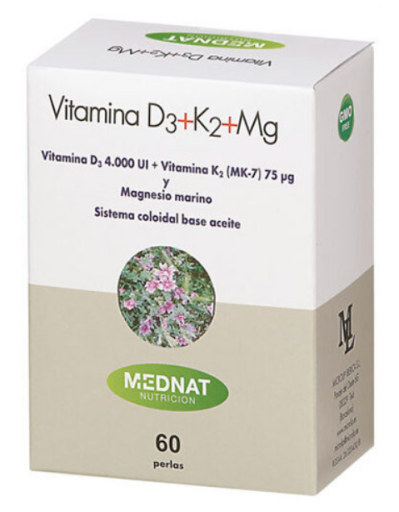 Mednat Nutrici&oacute;n Vitamina D3+K2+Mg 60 Perlas