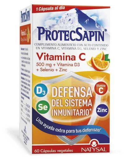Natysal Protecsapin Vitamin C 500 mg +D3+ Selenium+Zinc 60 Capsules