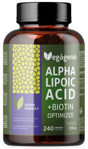 Veg&aacute;geno Alpha Lipoic Acid con &Aacute;cido F&oacute;lico 600 mg 240 C&aacute;psulas