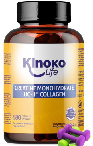Kinoko Life Creatine Monohydrate 3000 mg with Uc Ii Collagen 180 Capsules