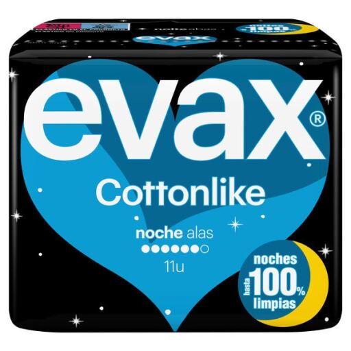 Evax Compresa Hig Cottonlike Alas Super Noche 11 Unidades