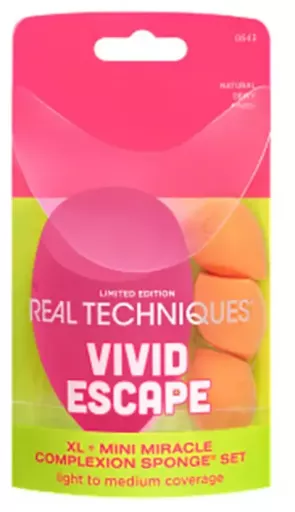 Real Techniques Vivid Escape Xl + Mini Miracle Complexion Sponge Estuche 4 Piezas